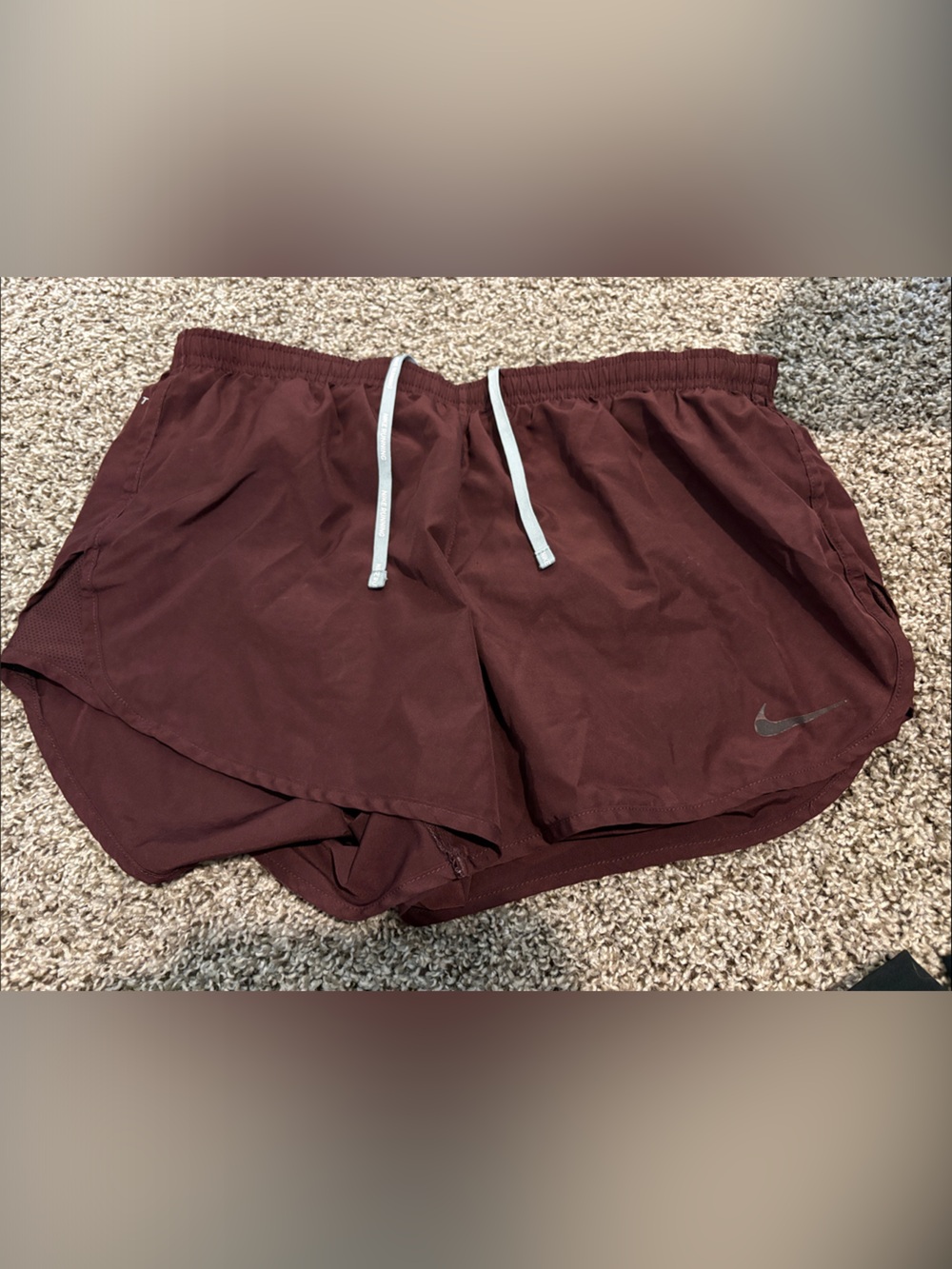 Nike Women’s  Maroon Athletic Shorts with White Drawstring